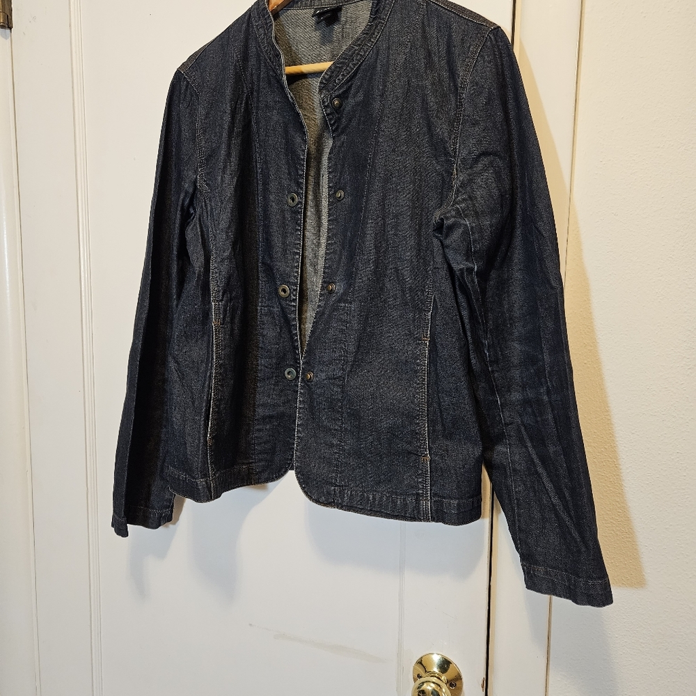 Eileen Fisher dark wash denim jacket